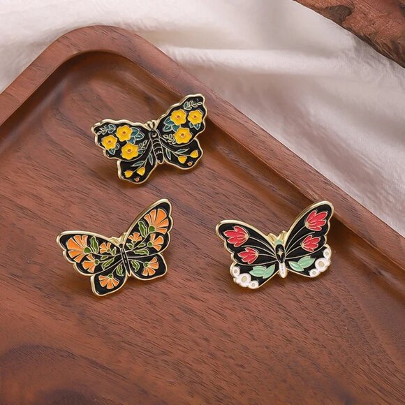 Whimsical Multicolor Butterfly Enamel 5-Piece Pin Set - Brand New! - Picture 3 of 11